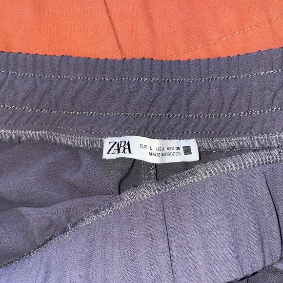 Zara Gray High-Waist Wide-Leg Tie Waistband Flowy Women's Pants Size Large - Picture 7 of 12